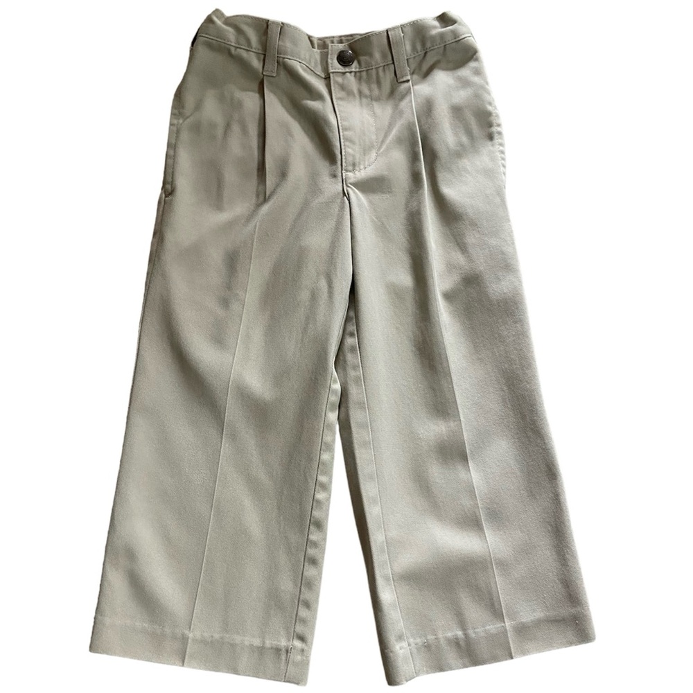 Talbots Kids Wrinkle Resistant Khakis 100% Cotton Adjustable Waist Tan Size 4